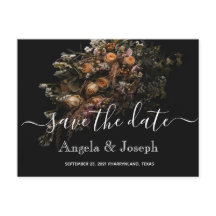 Dark vintage orange  Floral      Save the Date Ann