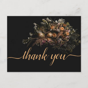 Dark vintage orange Floral Thank you Postca Postcard