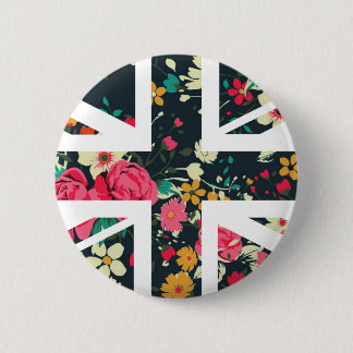 Dark Vintage Rose Union Jack British(UK) Flag 6 Cm Round Badge