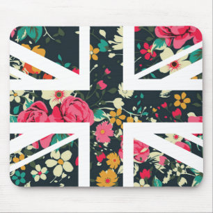 Dark Vintage Rose Union Jack British(UK) Flag Mouse Mat