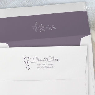 Dark Vintage Violet Lined Wedding Envelope