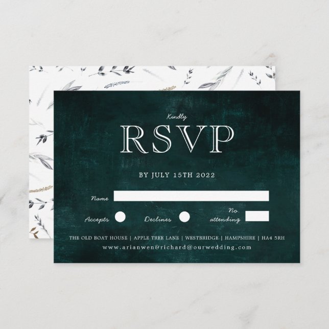 Dark Vintage Wreath with rustic Foliage Invitation (Front/Back)