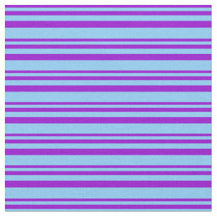 Dark Violet and Light Sky Blue Coloured Stripes Fabric