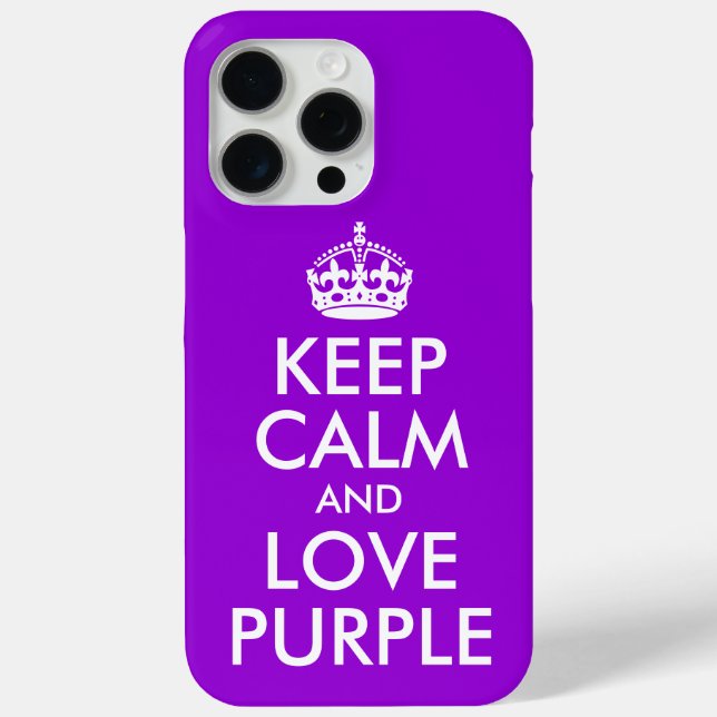 Dark Violet and White Keep Calm and Love Purple Case-Mate iPhone Case (Back)