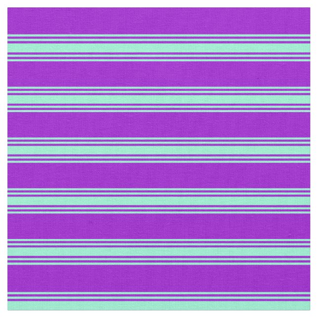 Dark Violet & Aquamarine Coloured Stripes Fabric (Close Up)