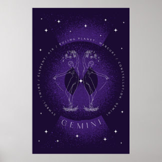 Dark Violet Elegant Gemini Poster Portrait