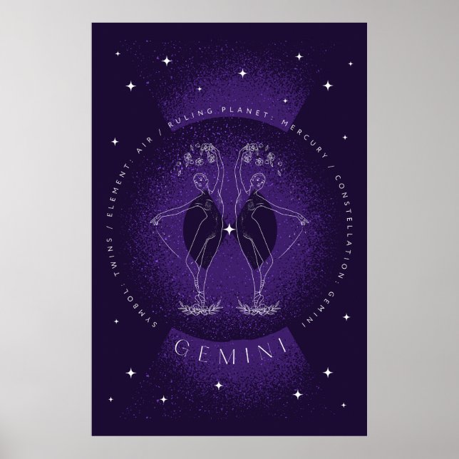 Dark Violet Elegant Gemini Poster Portrait  (Front)
