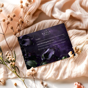 Dark Violet Gothic Romance RSVP Card