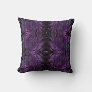 Dark Violet Purple Abstract Feather Textured Cushion