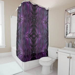 Dark Violet Purple Abstract Feather Textured Shower Curtain