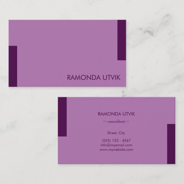 Dark Violet Simple Clean Business Card (Front/Back)