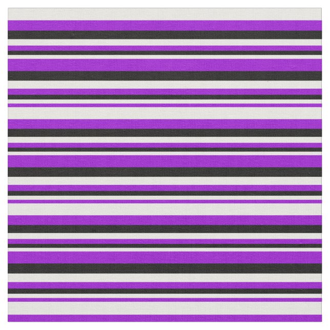 Dark Violet, White & Black Striped Pattern Fabric (Close Up)