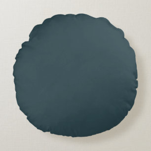 Dark Viridian Blue-Green Solid Round Cushion