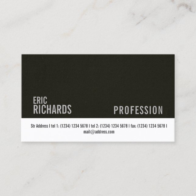 Dark wall faux concrete and white stripe cover business card (Front)