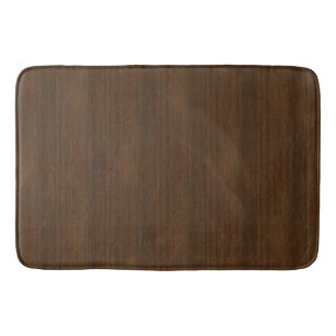 Dark Walnut Brown Bamboo Wood Grain Look Bath Mat