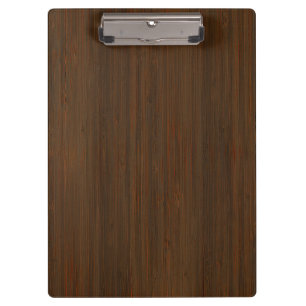 Dark Walnut Brown Bamboo Wood Grain Look Clipboard