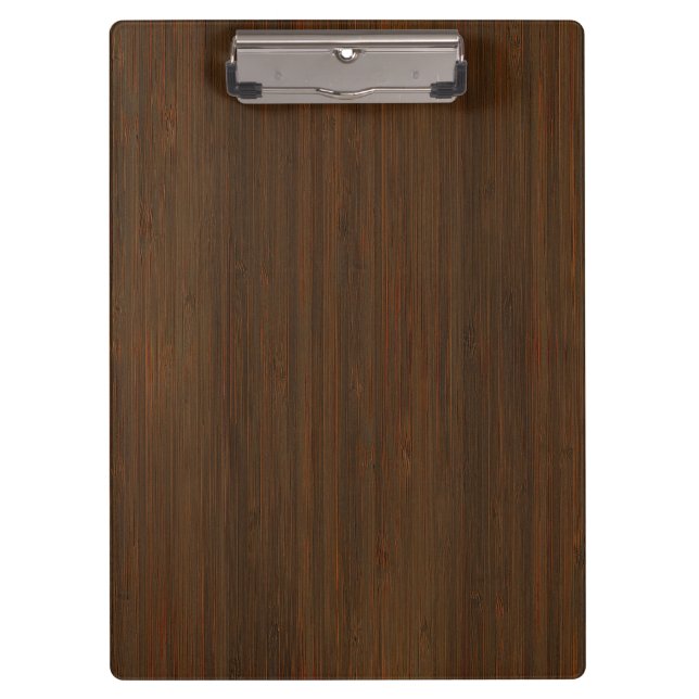 Dark Walnut Brown Bamboo Wood Grain Look Clipboard (Front)