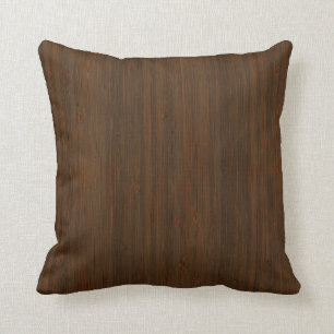Dark Walnut Brown Bamboo Wood Grain Look Cushion