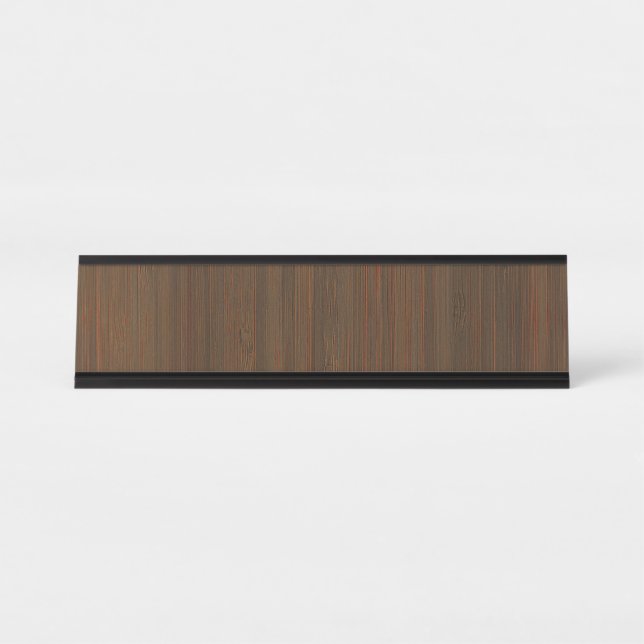Dark Walnut Brown Bamboo Wood Grain Look Desk Name Plate (Front)