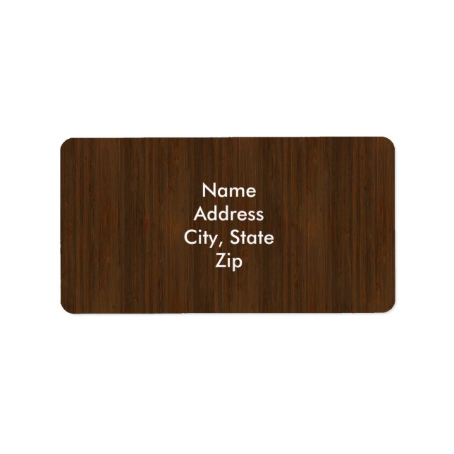 Dark Walnut Brown Bamboo Wood Grain Look Label (Front)
