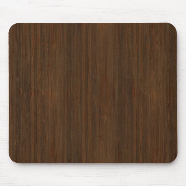 Dark Walnut Brown Bamboo Wood Grain Look Mouse Mat (Front)