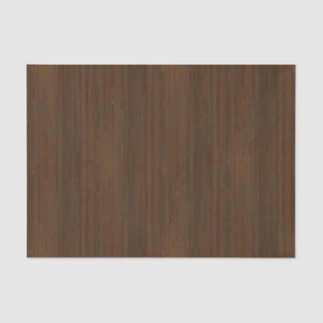 Dark Walnut Brown Bamboo Wood Grain Look Tissue Paper (Front)