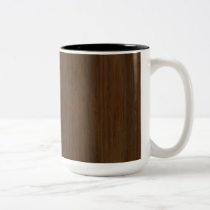 Dark Walnut Brown Bamboo Wood Grain Look Two-Tone Coffee Mug