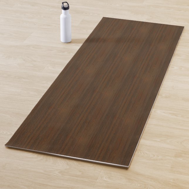Dark Walnut Brown Bamboo Wood Grain Look Yoga Mat (In Situ)