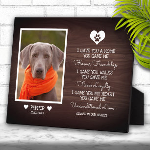 Dark Walnut Wood Family Pet Photo Memorial Plaque