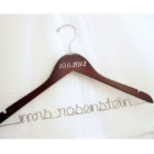 Dark Walnut Wood Personalised Wedding Dress Hanger
