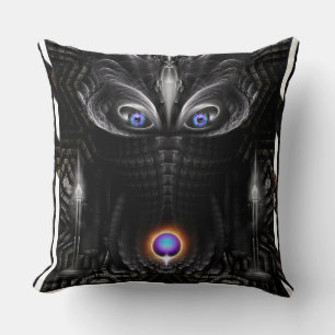 Dark Warrior Sculpture Fractal Art Cushion