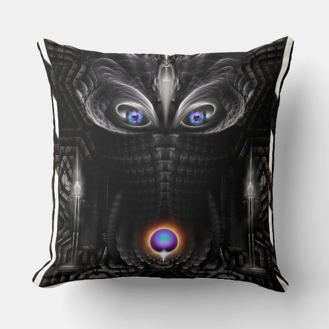 Dark Warrior Sculpture Fractal Art Cushion (Front)