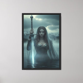Dark Warrior Woman Framed Canvas Art