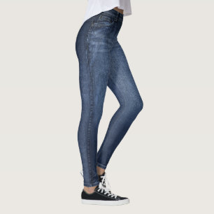 Dark Wash Jeans All-Over Printed Leggings