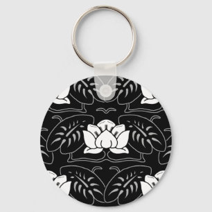 Dark Water Lily Motif Key Ring