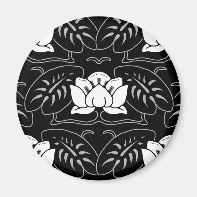 Dark Water Lily Motif Magnet (Front)