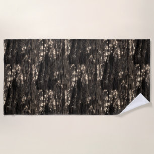 Dark water moonlight sparkle reflection black beach towel