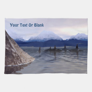 Dark Water Orca Tea Towel
