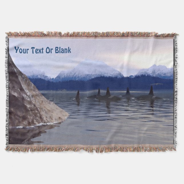 Dark Water Orca Throw Blanket (Front)