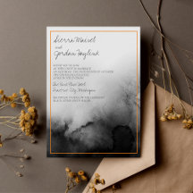 Dark Watercolor Black Halloween Orange Wedding