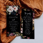 Dark Wedding Stationery Floral Wedding Programs<br><div class="desc">This is a dark moody wedding ceremony program featuring dark tones and beautiful watercolor accents. Edit all wording except for the words "and" and "the party". All font colours are also editable. The only colours that are not editable are the colours of the watercolor florals. // For matching designs, search...</div>