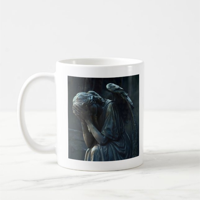 Dark Weeping Stone Angel Coffee Mug (Left)
