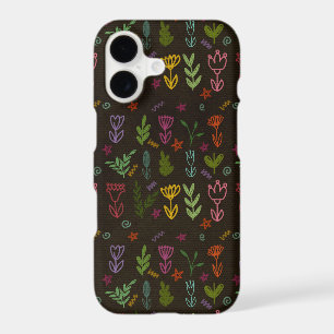 Dark Whimsical Wildflower Doodles Botanical Phone