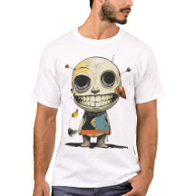 Dark Whimsy Grinning Doll – Surreal Horror Cartoon