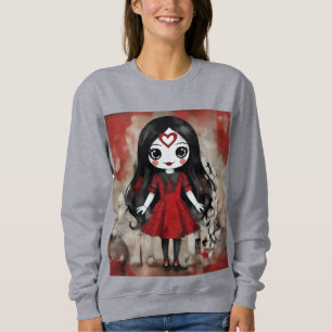 Dark Whimsy – Pale Girl in Scarlet Sweatshirt