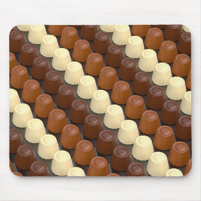 Dark, white and milk chocolate pralines mouse mat (Front)