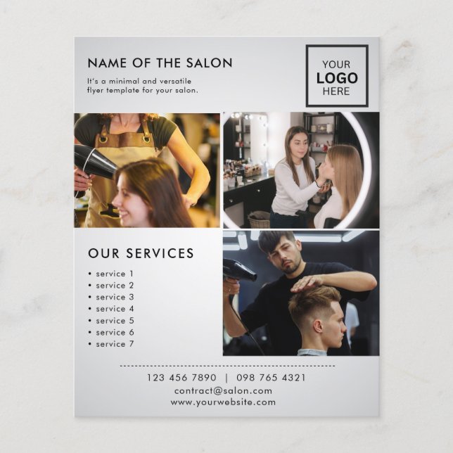 Dark White Marketing Photo Flyer for Salon (Front)