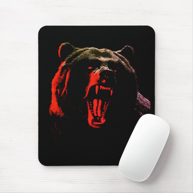 Dark Wild Bear Portrait in Dramatic Lighting Mouse Mat (With Mouse)