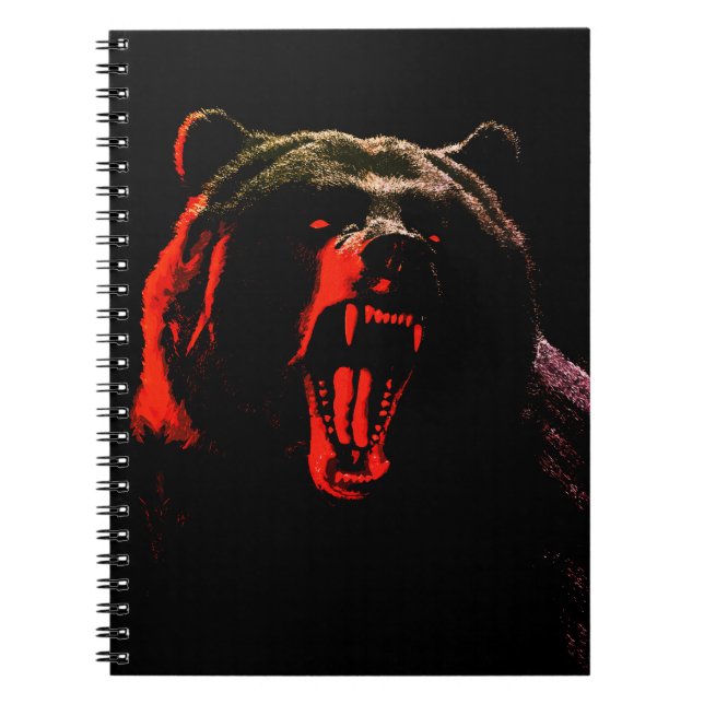 Dark Wild Bear Portrait in Dramatic Lighting Notebook (Front)