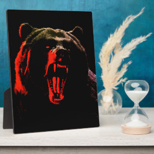 Dark Wild Bear Portrait in Dramatic Lighting Plaque